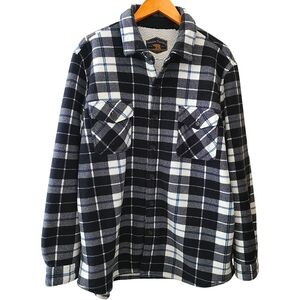 Freedom Foundry Black & White Plaid Sherpa Lined Fleece Shirt Jacket Men Size XL